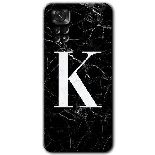 Potkal Hediye Fabrikası Xiaomi Redmi Note 11 Pro 5G Kılıf HD Desen Baskılı Arka Kapak - Siyah Mermer Desenli F Harfi