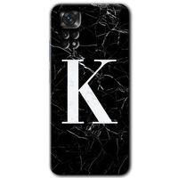 MRCİLETİSİM Xiaomi Redmi Note 11 Pro 5G Kılıf HD Desen Baskılı Arka Kapak+Temperli Cam - Mermer Desenli K Harfi