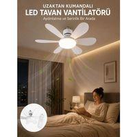 Led Aydınlatmalı Tavan Vantilatörü Güçlü Hava Sirkülasyonu Sağlayan Sessiz Motorlu Uzaktan Kumandalı