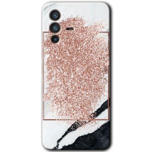 Vivo V23 5G HD Baskılı Kılıf + 9D Tam Ekran Koruyucu - Simli Mermer