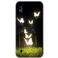 Samsung Galaxy A10 Kılıf Baskılı Kapak - Işıklı Kelebekler + 5D Tam Kaplayan Cam