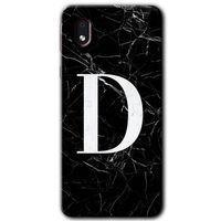 Potkal Hediye Fabrikası Samsung Galaxy A01 Core Kılıf HD Desen Baskılı Arka Kapak - Siyah Mermer Desenli D Harfi