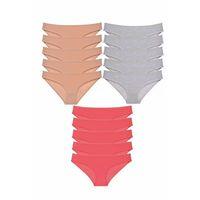 15 adet Süper Eko Set Likralı Kadın Slip Külot Ten Gri Fuşya