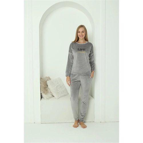 Kadın Kadife Gri Pijama Takım