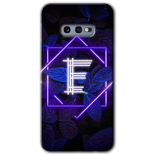 MRCİLETİSİM Samsung Galaxy S10e Kılıf Baskılı Kapak - Dark Neon Yaprak E Harfi + 5D Tam Kaplayan Cam