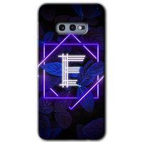 MRCİLETİSİM Samsung Galaxy S10e Kılıf Baskılı Kapak - Dark Neon Yaprak E Harfi + 5D Tam Kaplayan Cam