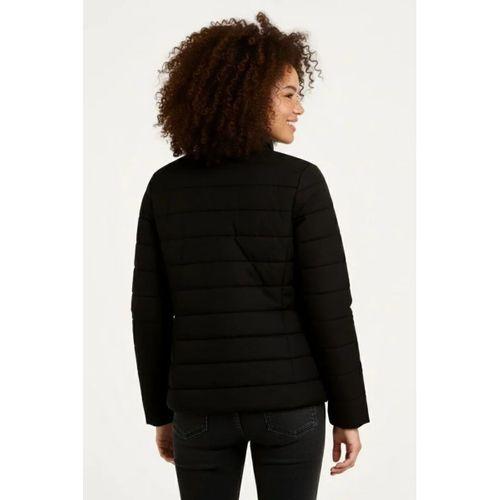 Mikro Su İtici Kapitone Baskılı Astarlı Fermuarlı Bomber Mont - Siyah