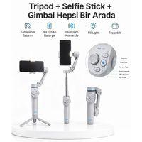 3 Eksen Telefon Gimbal Stabilizer Yapay Zeka Takipli Katlanabilir Dahili Dolgu Işıklı Video Sabitleyici