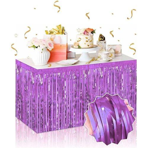 Eğitici Çocuk Kendinden Yapışkanlı Mor Metalize Püsküllü Masa Eteği – 75 x 275 cm Parti Süslemesi