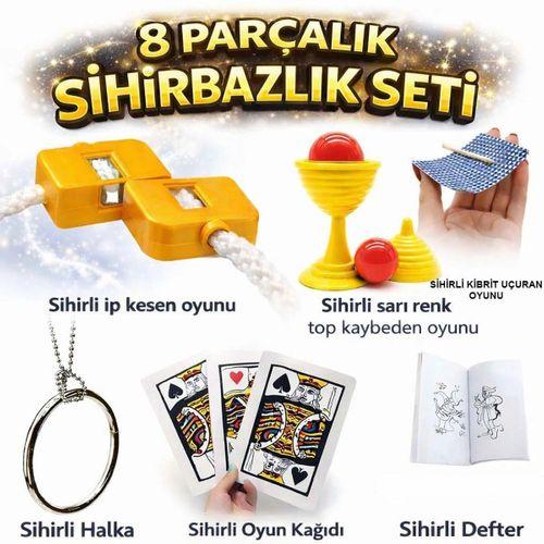 8’li Sihirbazlık Seti (Kibrit, Defter, Halka, Kupa, İp, 3’lü Kart)