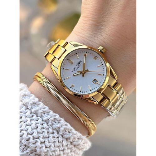 Tom Jones Çelik Kordon Kararma Renk Atma Yapmaz 3 Atm Suya Dayanıklı Kadın Kol Saati BTJ.YN10059.2