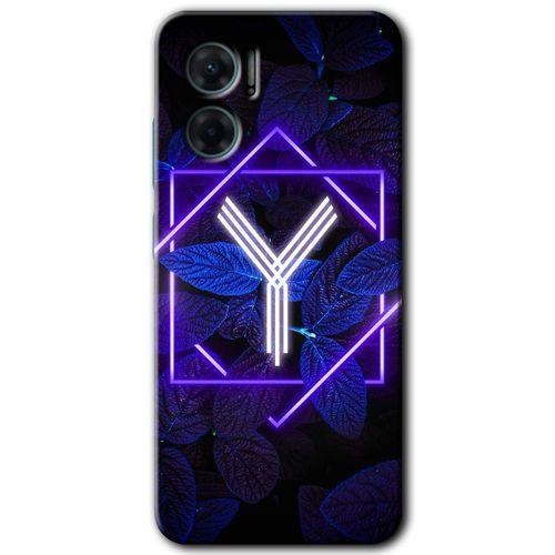 Potkal Hediye Fabrikası Xiaomi Redmi 10 5G HD Baskılı Kılıf + 9D Tam Ekran Koruyucu - Dark Neon Yaprak Y Harfi