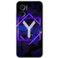 Potkal Hediye Fabrikası Xiaomi Redmi 10 5G HD Baskılı Kılıf + 9D Tam Ekran Koruyucu - Dark Neon Yaprak Y Harfi