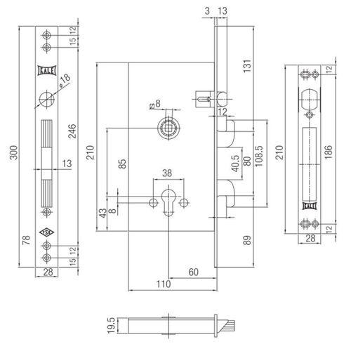 Kale Champion Kancalı Çelik Kapı Gömme Kilidi