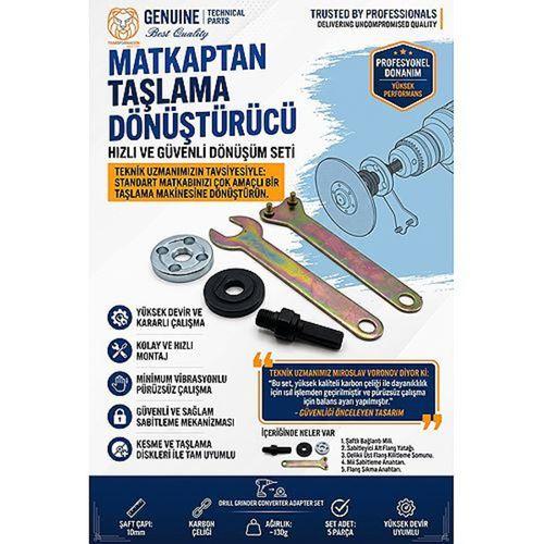 Matkap Taşlama Dönüştürücü Adaptör Seti - Spiral Taşlama Flanş Somun Anahtarı Mandrel Takımı 723526