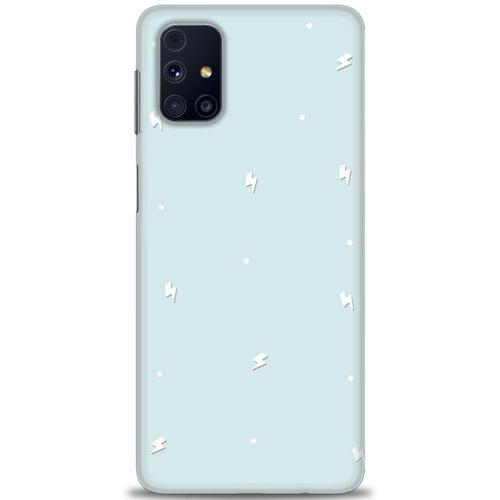 Samsung Galaxy M31S Kılıf HD Baskılı Kılıf - Beyaz Şimşekler + Tam Ekran Koruyucu