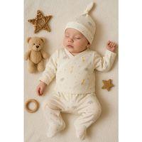 Zürafa Desenli 3 Parça Erkek Bebek Hastane Çıkışı % 100 Pamuk