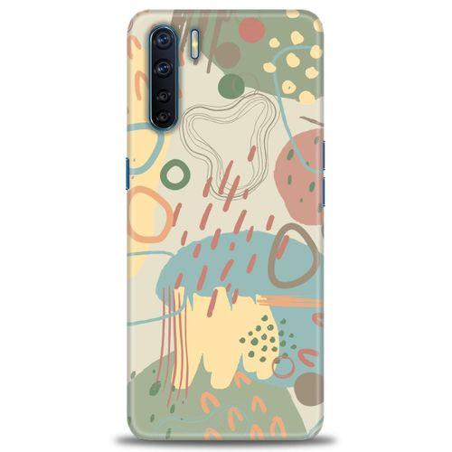 Oppo A91 / Reno 3 Kılıf HD Baskılı Kılıf - Renkli Tuval + Tam Ekran Koruyucu