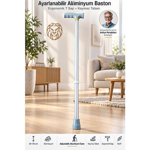Ayarlanabilir Alüminyum Medikal Baston T Saplı Ortopedi Yürüme Destegi 59-96 cm 723653