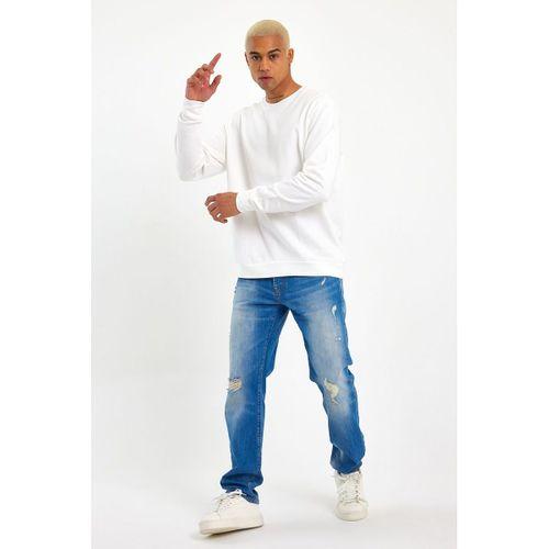 Süperlife Erkek Gri Bisiklet Yaka Ribanalı Regular Fit Sweatshirt spr26swk930
