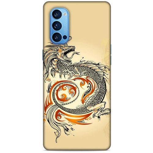 Oppo Reno 4 Pro Kılıf Dragons (27) Tasarımlı Kılıf Siyah Ejderha Dövmesi