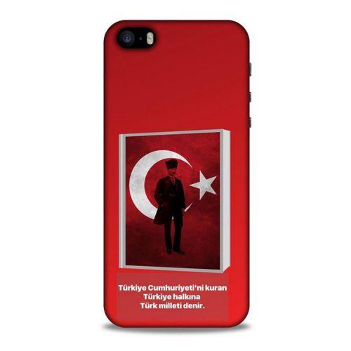 Apple Iphone 5S Kılıf Atatürk (4) Koruma Kılıfı Kırmızı