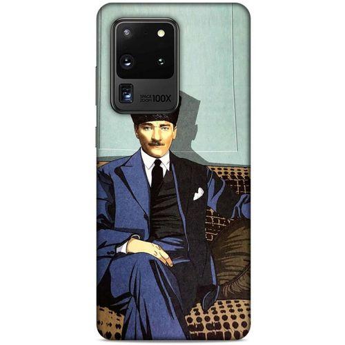 Samsung Galaxy S20 Ultra Kılıf Atatürk (48) Bumper Kılıf Yeşil Duvar