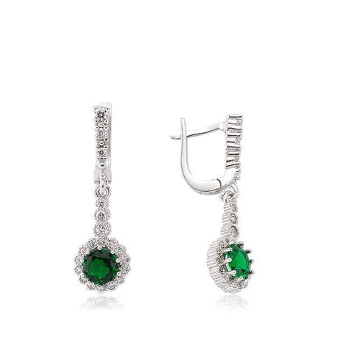 Lucky Life 925 Ayar Gumuss  Yeşil Çiçek Sallantılı Küpe