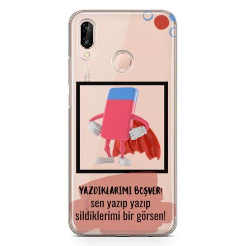 Huawei Nova 3e Kılıf Yazdıklarımı Boşver Arka Kapak Koruma Desenli Full Koruyucu