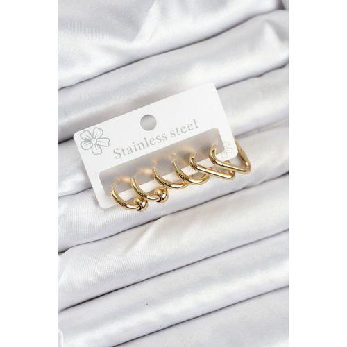 316L Çelik Gold Renk Kadın Küpe Seti