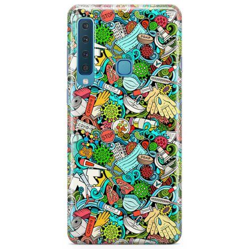 Samsung Galaxy A9 2018 Kılıf Covid-19 Doodle Arka Kapak Koruma Desenli Full Koruyucu