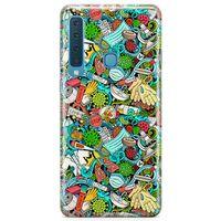 Samsung Galaxy A9 2018 Kılıf Covid-19 Doodle Arka Kapak Koruma Desenli Full Koruyucu