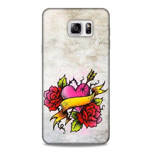 Lopard Samsung Galaxy Note 5 Uyumlu Kılıf Tattoo's (12) Koruyucu Silikon Gri Pembe