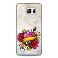 Lopard Samsung Galaxy Note 5 Uyumlu Kılıf Tattoo's (12) Koruyucu Silikon Gri Pembe