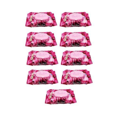 9 Paket Red Rose Islak Havlu Mendil 90 Adet Kapaklı Gül Kokulu