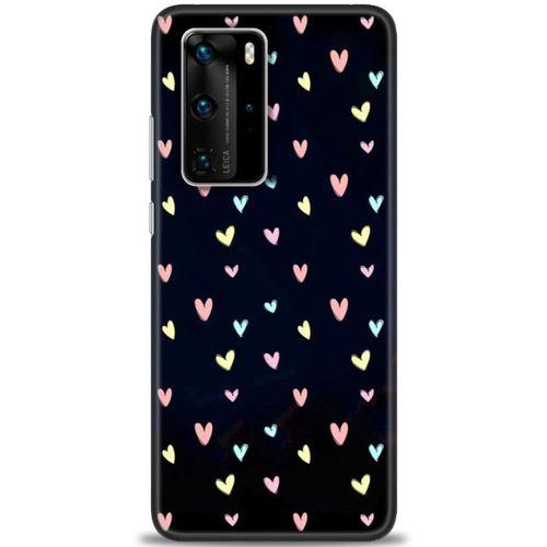 Huawei P40 Pro Kılıf HD Baskılı Kılıf - Mini Mini Kalpler + Tam Ekran Koruyucu