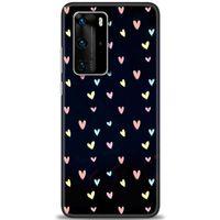 Huawei P40 Pro Kılıf HD Baskılı Kılıf - Mini Mini Kalpler + Tam Ekran Koruyucu