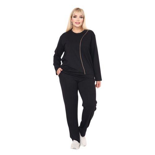 Melsay Butik Büyük Beden Siyah Kahve Çizgi Detay Modal Kadın Eşofman Takımı