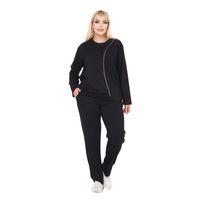 Melsay Butik Büyük Beden Siyah Kahve Çizgi Detay Modal Kadın Eşofman Takımı