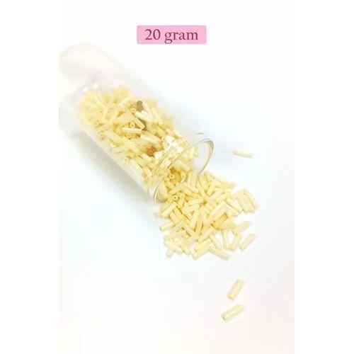 Uzun Boru Kesme Boncuk Çap 2mm Uzunluk 10 mm - 20 Gram - Krem - BNC234