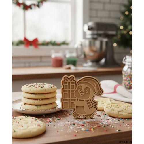 Hediye Tutan Penguen Sekillendirici Kalip Kurabiye Hamur Kesici Oyun ve Seker Hamuru Seti