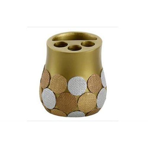 2 Adet Kalemlik Altın Puanlı Poliresin Ofis Gereci 9X9X10Cm