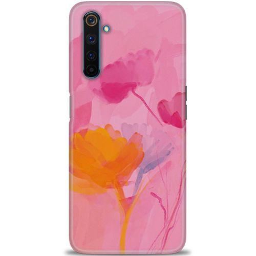 Realme 6 Pro Kılıf HD Baskılı Kılıf - Turuncu Pembe + Tam Ekran Koruyucu