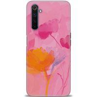 Realme 6 Pro Kılıf HD Baskılı Kılıf - Turuncu Pembe + Tam Ekran Koruyucu