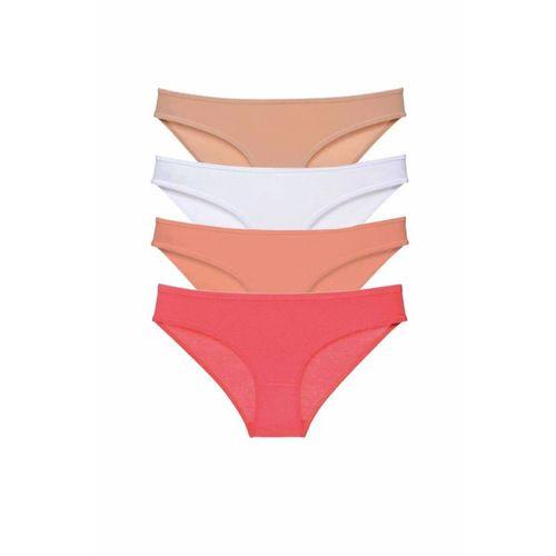4 adet Süper Eko Set Likralı Kadın Slip Külot Ten Beyaz Pudra Fuşya