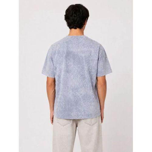 Erkek Yıkamalı Washed Effect Tişört Bisiklet Yaka Sokak Stil Kısa Kol T-Shirt - Gri