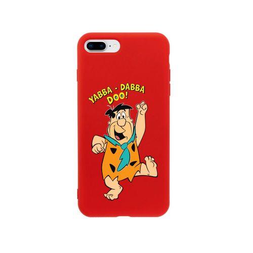 iPhone 7 Plus Taş Devri Fredd Çakmaktaş Tasarımlı Kırmızı Telefon Kılıfı