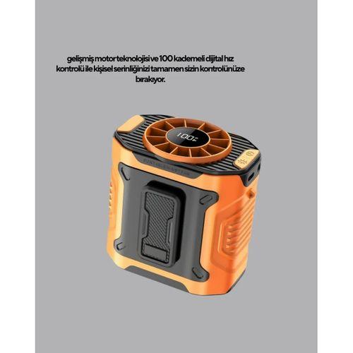 Turbo Mini Taşınabilir Fan – 100 Kademeli Dijital Hız Kontrolü Ve Type-c Şarj