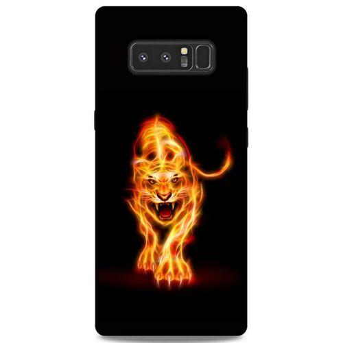 Lopard Samsung Galaxy Note 8 Uyumlu Kılıf FireX (27) Tasarımlı Kılıf Ateşten Kaplan
