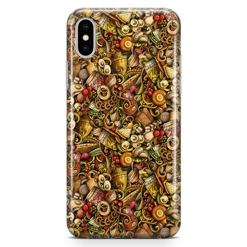 Apple iPhone XS Max Kılıf Gastronomi Doodle Arka Kapak Koruma Desenli Full Koruyucu